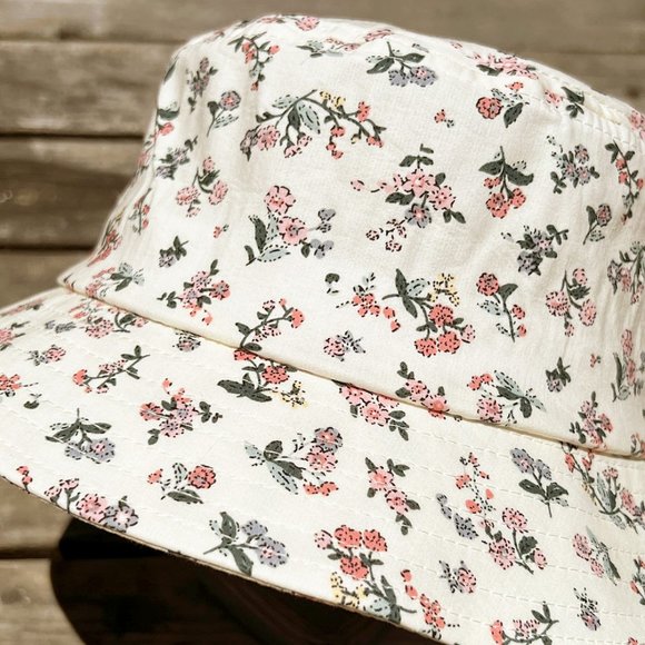 NEW Ivory Ditsy Floral Print Breathable Airy 100% Cotton Packable Bucket Hats - Picture 3 of 8